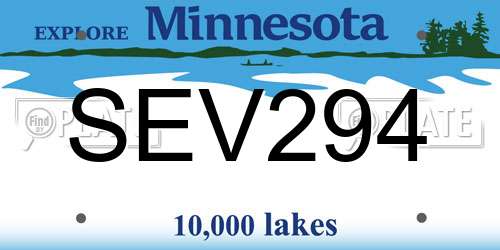 SEV294 Minnesota License Plate