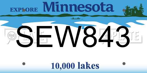 SEW843 Minnesota License Plate
