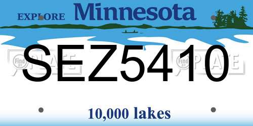 SEZ5410 Minnesota License Plate