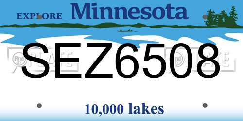 SEZ6508 Minnesota License Plate