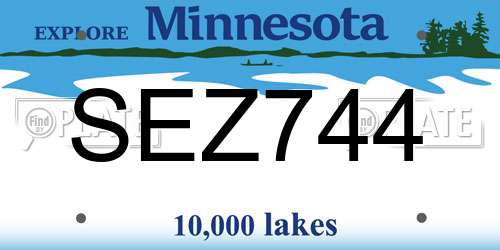 SEZ744 Minnesota License Plate