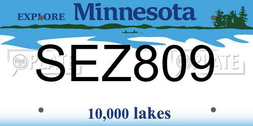 SEZ809 Minnesota License Plate