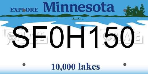 SF0H150 Minnesota License Plate