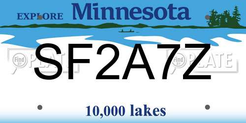 SF2A7Z Minnesota License Plate