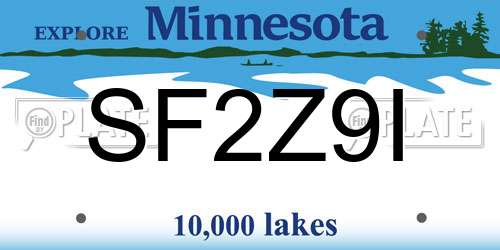 SF2Z9I Minnesota License Plate