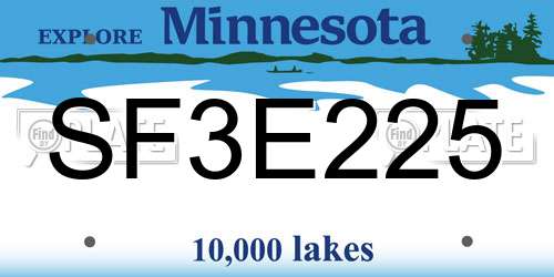 SF3E225 Minnesota License Plate