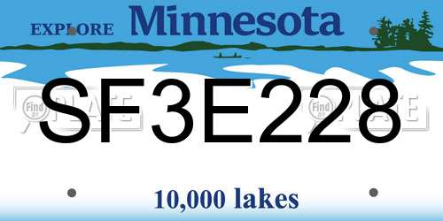 SF3E228 Minnesota License Plate