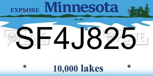 SF4J825 Minnesota License Plate