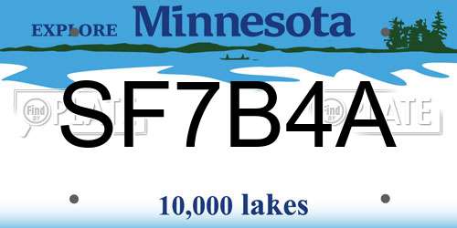 SF7B4A Minnesota License Plate
