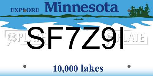 SF7Z9I Minnesota License Plate
