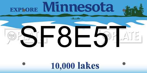 SF8E5T Minnesota License Plate