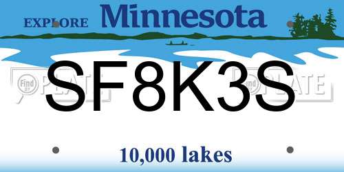 SF8K3S Minnesota License Plate