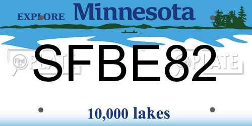 SFBE82 Minnesota License Plate