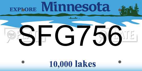 SFG756 Minnesota License Plate
