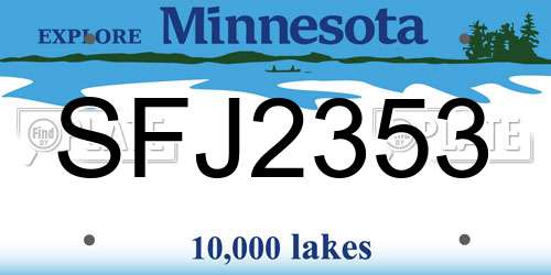 SFJ2353 Minnesota License Plate