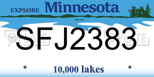 SFJ2383 Minnesota License Plate