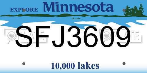 SFJ3609 Minnesota License Plate
