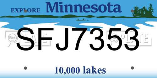 SFJ7353 Minnesota License Plate