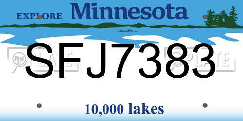 SFJ7383 Minnesota License Plate