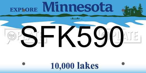 SFK590 Minnesota License Plate