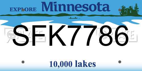 SFK7786 Minnesota License Plate