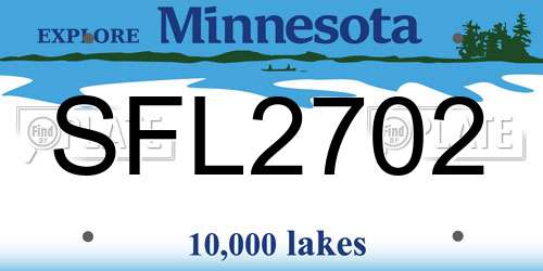 SFL2702 Minnesota License Plate