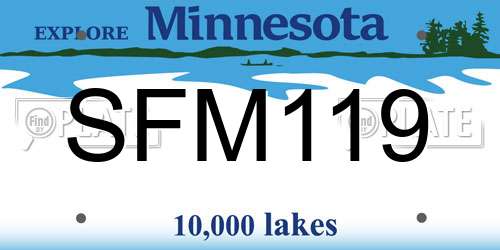 SFM119 Minnesota License Plate