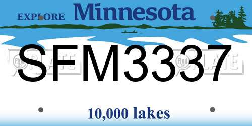 SFM3337 Minnesota License Plate