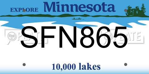 SFN865 Minnesota License Plate