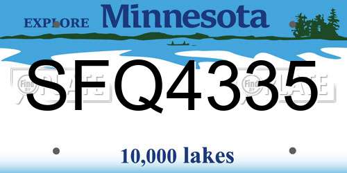 SFQ4335 Minnesota License Plate