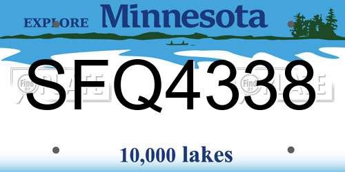 SFQ4338 Minnesota License Plate