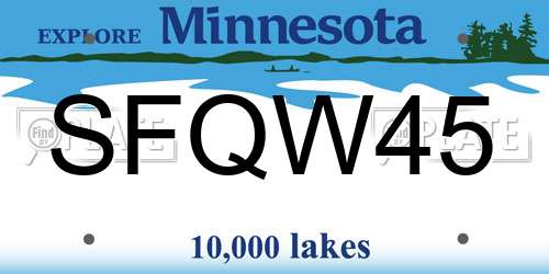 SFQW45 Minnesota License Plate