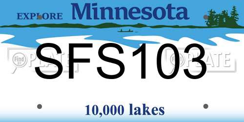SFS103 Minnesota License Plate