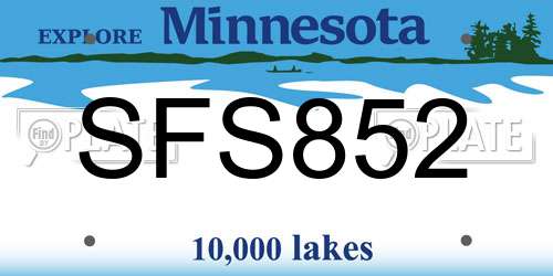SFS852 Minnesota License Plate