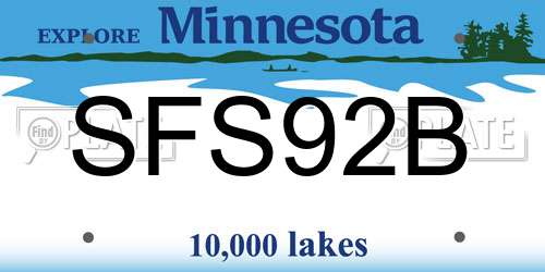 SFS92B Minnesota License Plate
