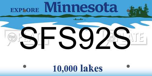 SFS92S Minnesota License Plate