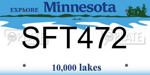SFT472 Minnesota License Plate