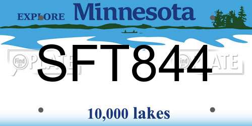 SFT844 Minnesota License Plate