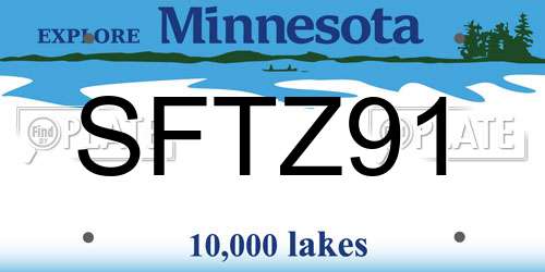 SFTZ91 Minnesota License Plate