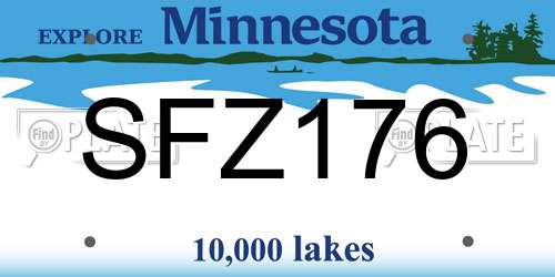 SFZ176 Minnesota License Plate