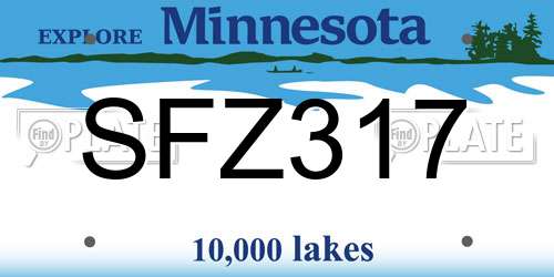 SFZ317 Minnesota License Plate