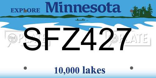 SFZ427 Minnesota License Plate