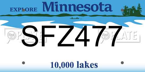 SFZ477 Minnesota License Plate