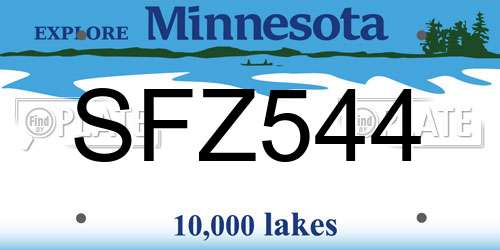 SFZ544 Minnesota License Plate
