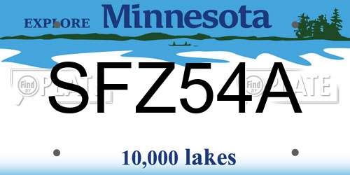 SFZ54A Minnesota License Plate