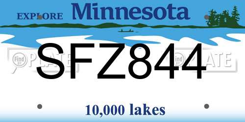 SFZ844 Minnesota License Plate