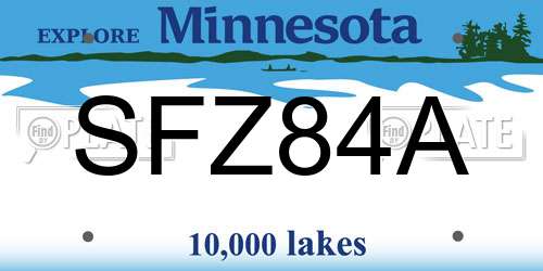 SFZ84A Minnesota License Plate