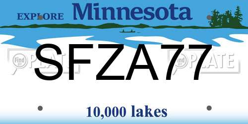 SFZA77 Minnesota License Plate