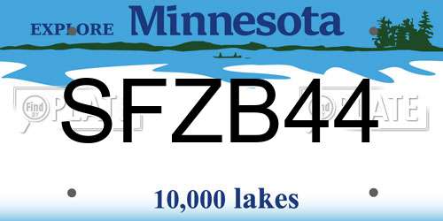 SFZB44 Minnesota License Plate