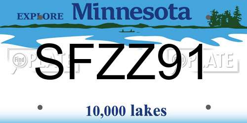 SFZZ91 Minnesota License Plate